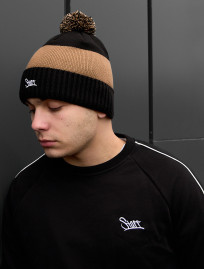 Czapka Staff black & brown logo pompon