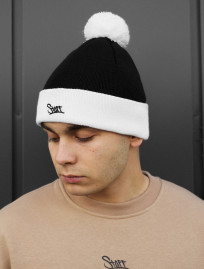 Czapka Staff black & white logo pompon