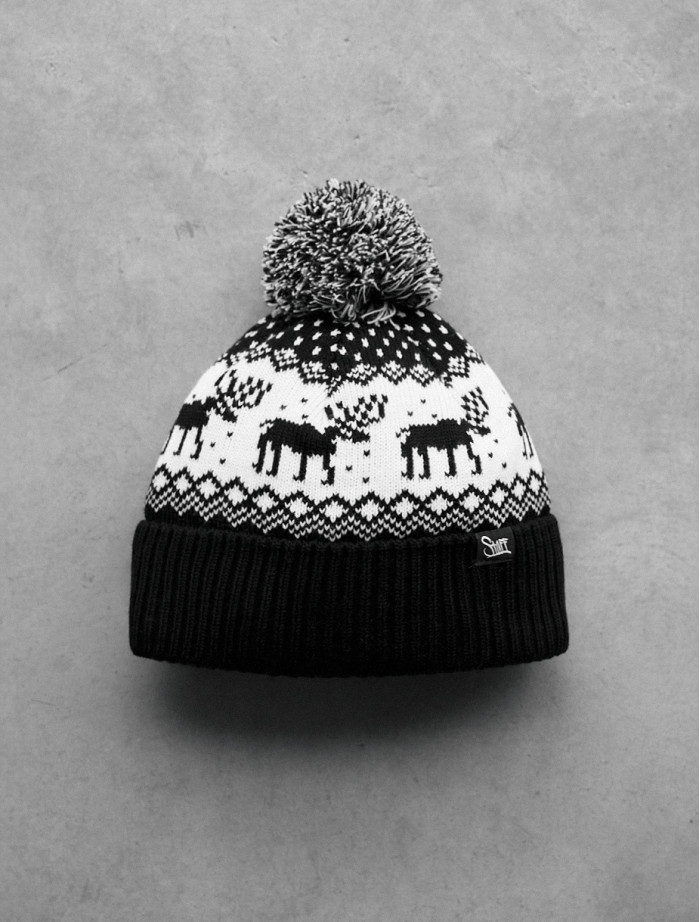 Czapka Staff white & black pattern pompon