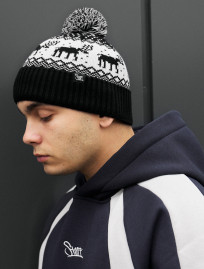 Czapka Staff white & black pattern pompon