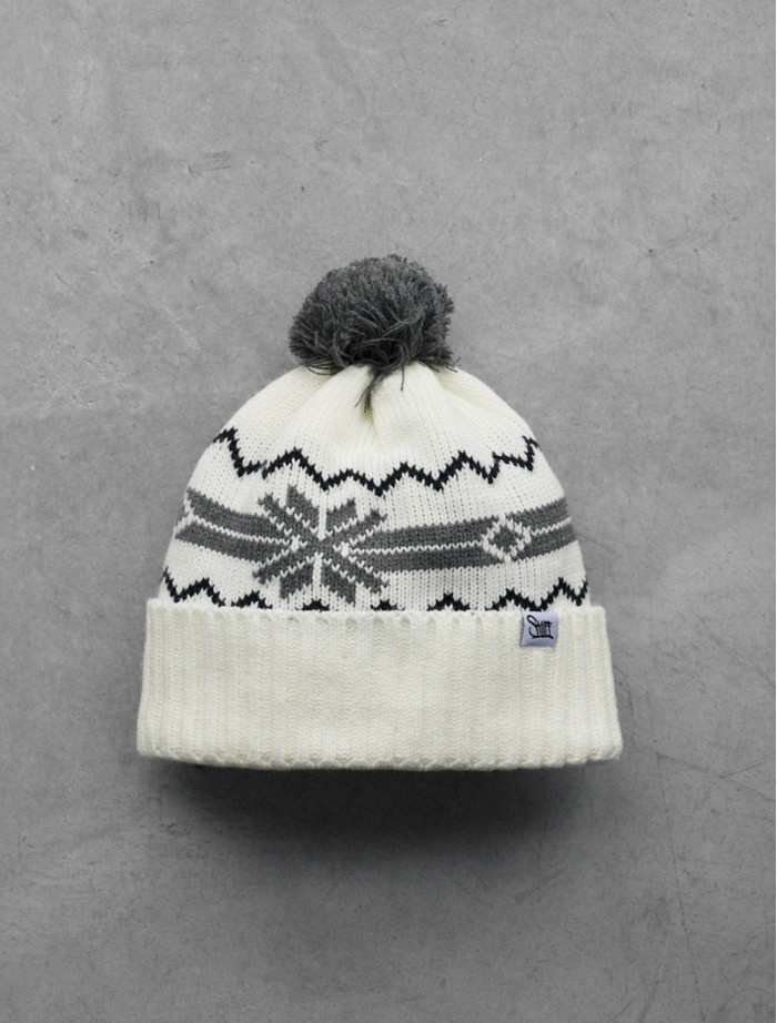 Czapka Staff white & gray pattern pompon