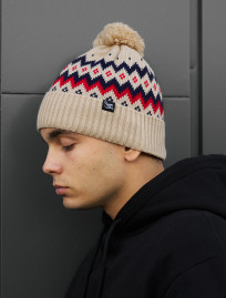 Czapka Staff beige pattern pompon