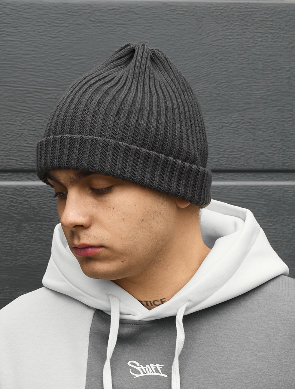 Czapka Staff 10 long dark gray