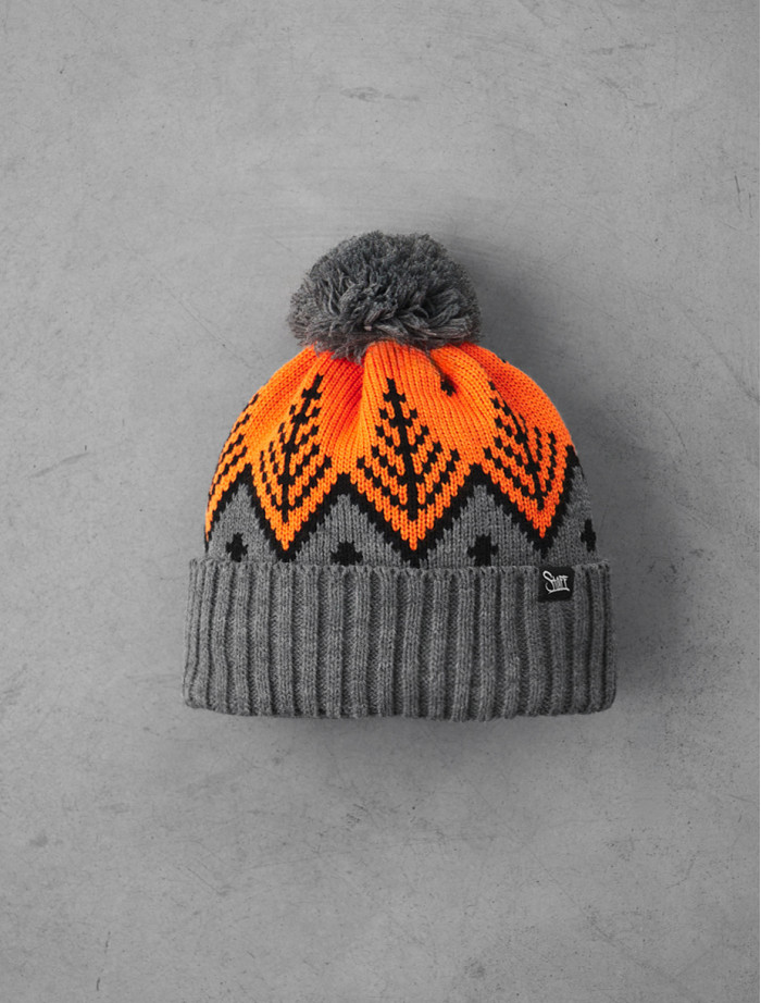 Czapka Staff orange & gray pattern pompon