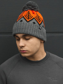 Czapka Staff orange & gray pattern pompon