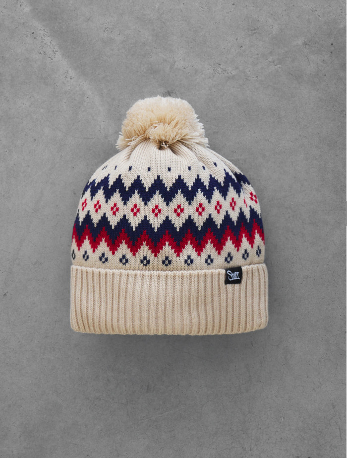 Czapka Staff beige pattern pompon