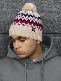 Czapka Staff beige pattern pompon
