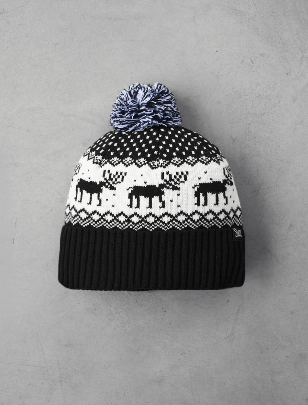Czapka Staff white & black pattern pompon