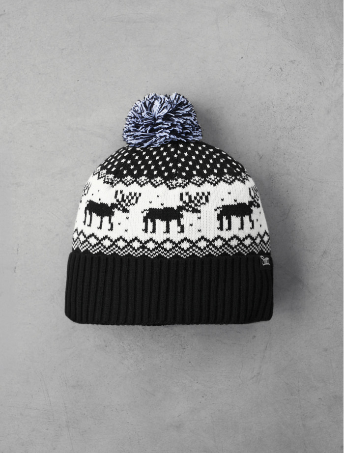 Czapka Staff white & black pattern pompon