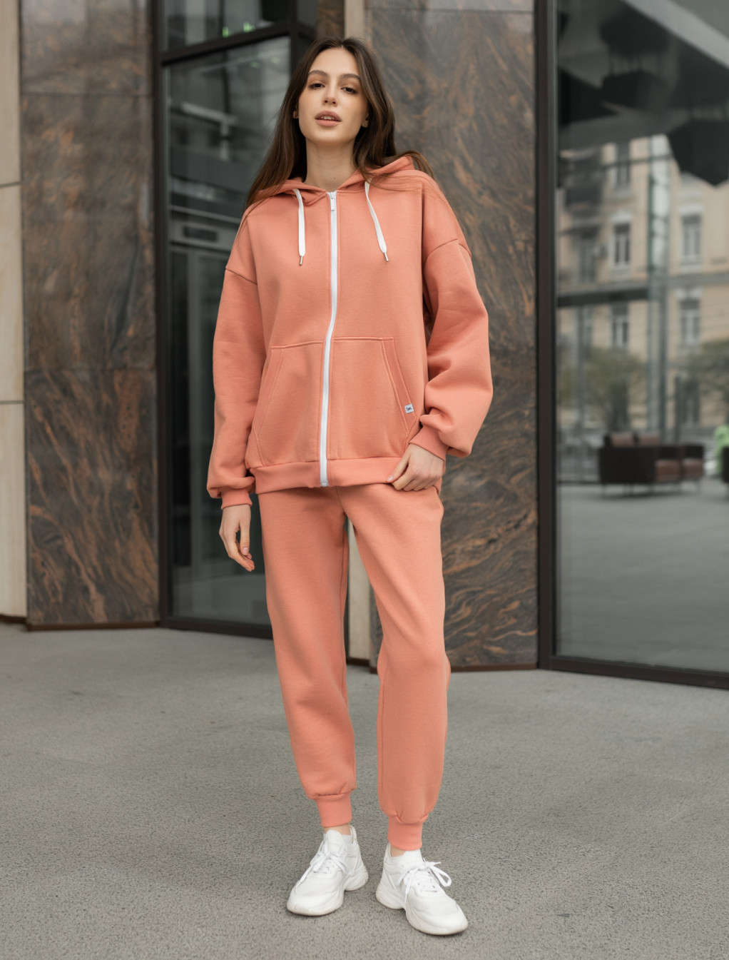Damski komplet sportowy Staff peach zip fleece