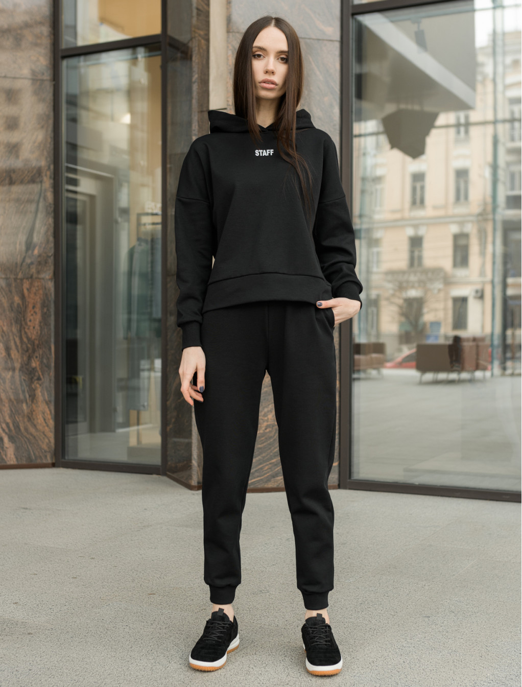 Damski strój sportowy Staff interlock logo black