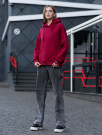 Damska bluza Staff basic bordo oversize fleece