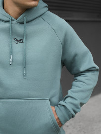 Bluza z kapturem Staff turquoise logo oversize fleece