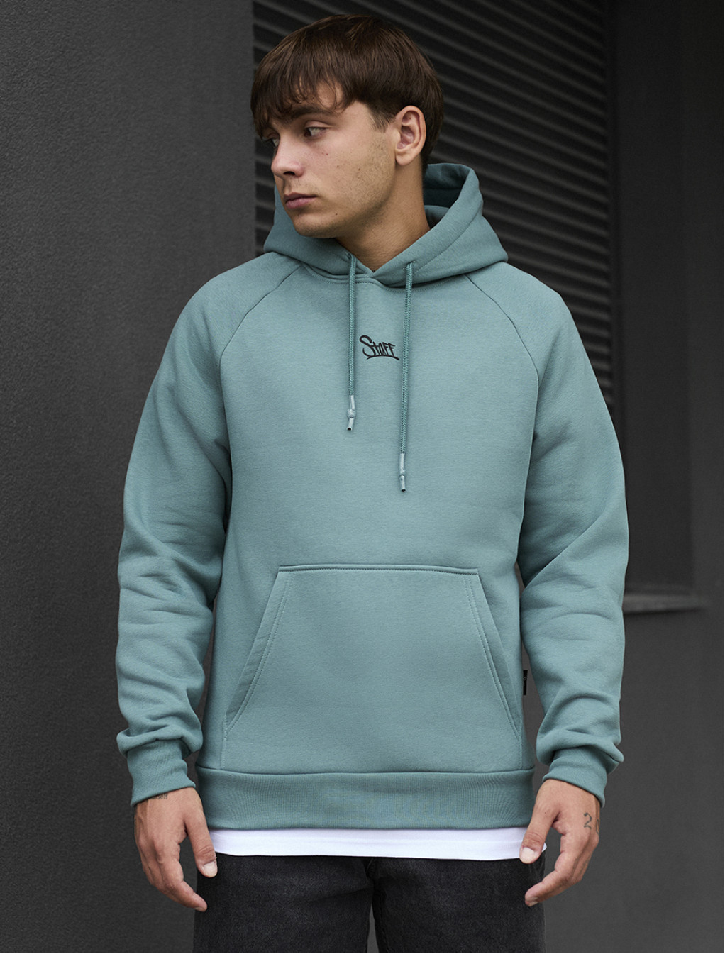 Bluza z kapturem Staff turquoise logo oversize fleece