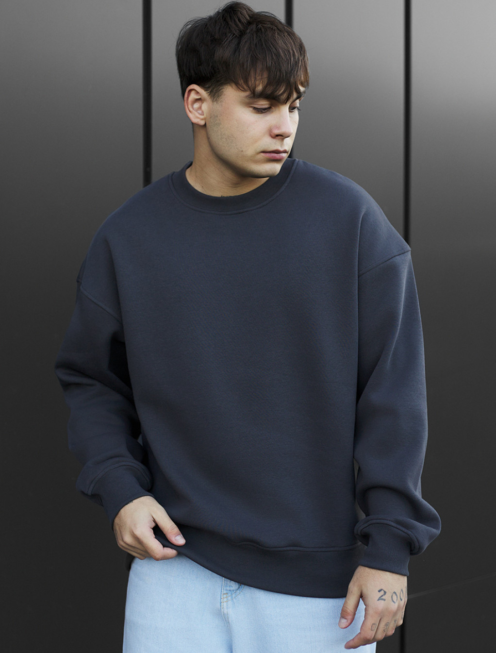 Bluza Staff dark gray oversize fleece