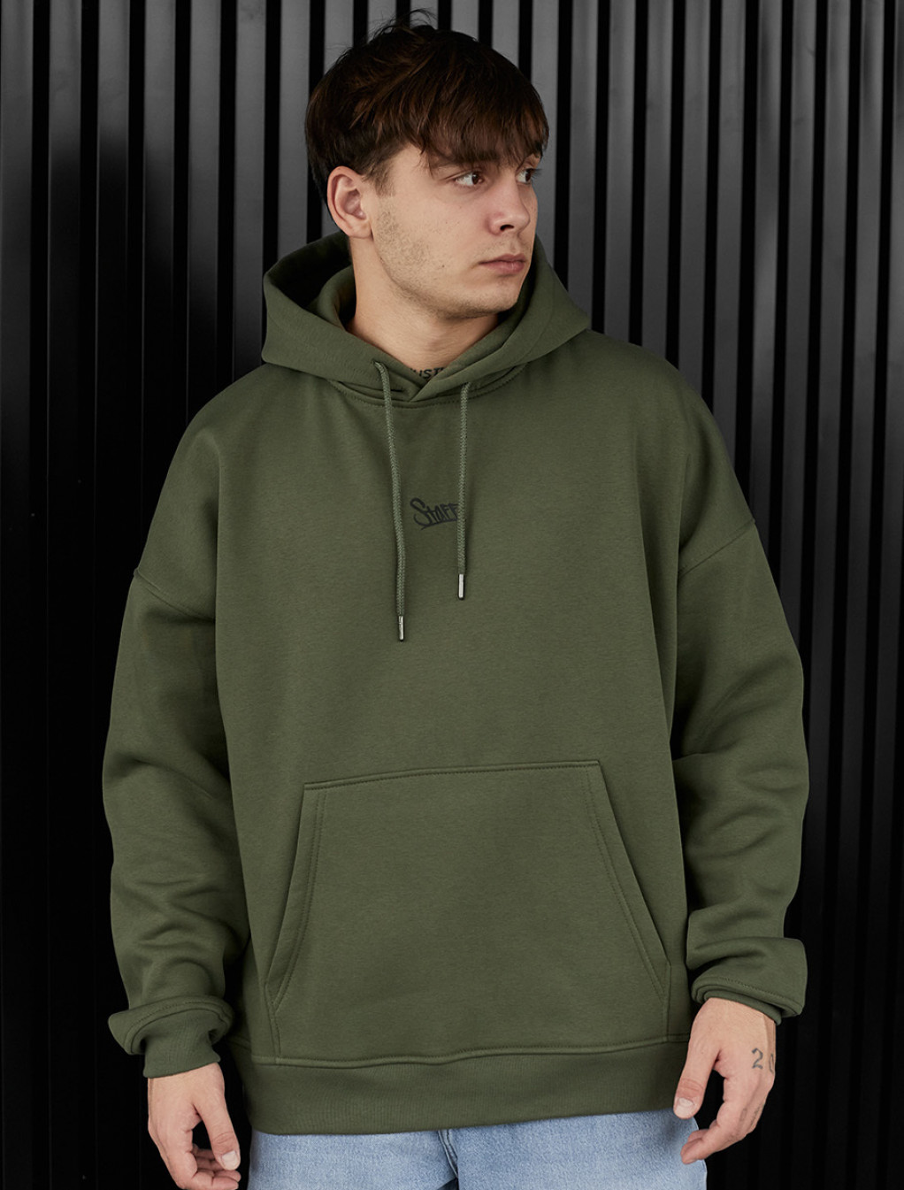 Bluza Staff khaki logo oversize fleece