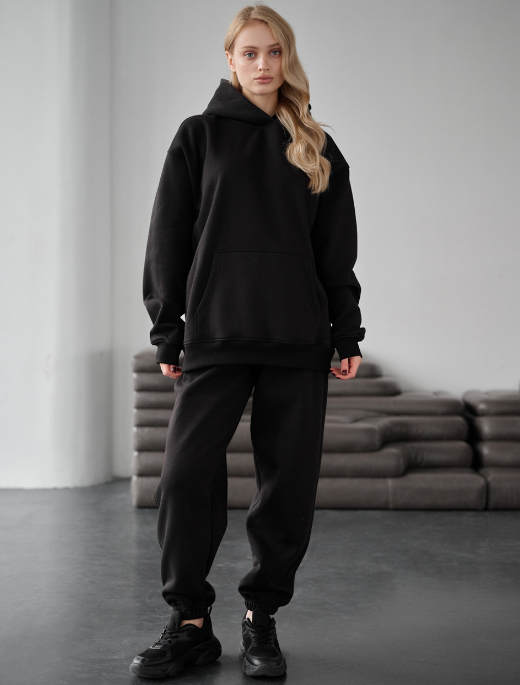 Damski dres Staff mox black fleece oversize