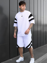 Komplet koszulka + spodenki Staff ran white & black oversize