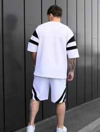 Komplet koszulka + spodenki Staff ran white & black oversize