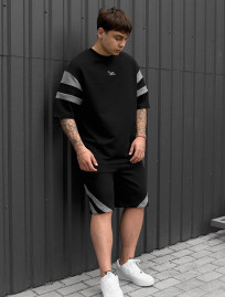 Komplet koszulka + spodenki Staff ran black & gray oversize