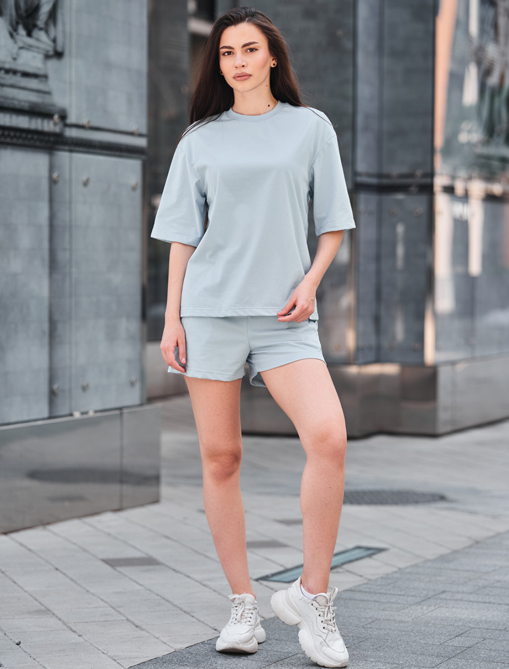 Komplet koszulka + spodenki Staff me light blue oversize