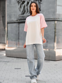 Koszulka Staff ed light pink & white logo oversize
