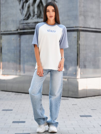 Koszulka Staff ed light blue & white logo oversize