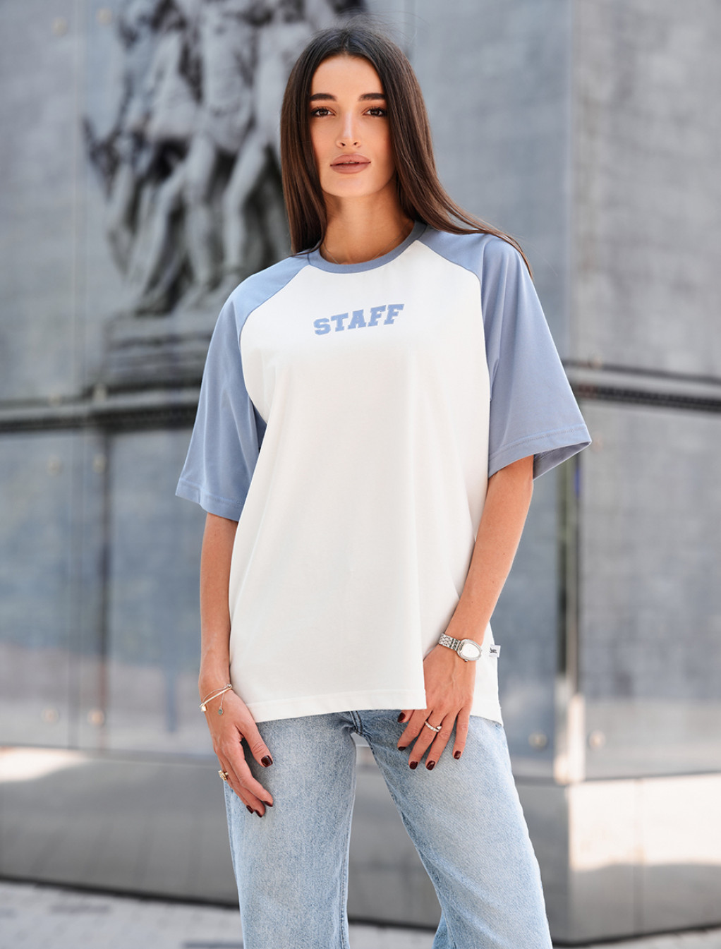 Koszulka Staff ed light blue & white logo oversize
