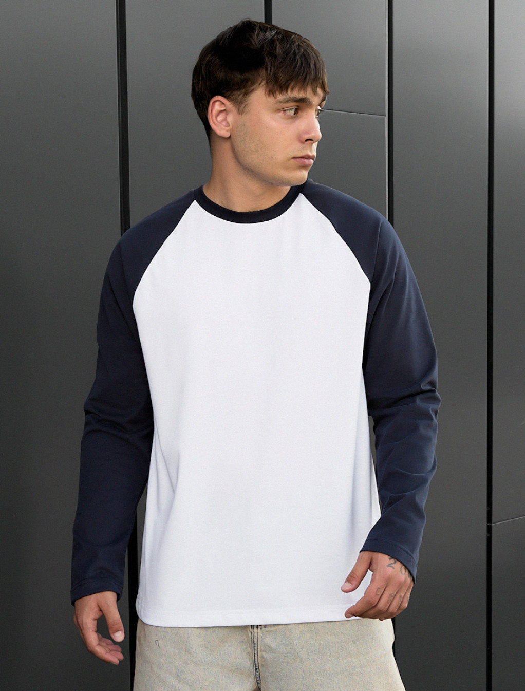 Longsleeve Staff su reglan white & navy