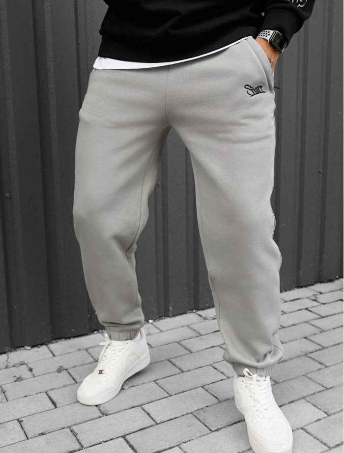Spodnie dresowe Staff pul light gray logo fleece
