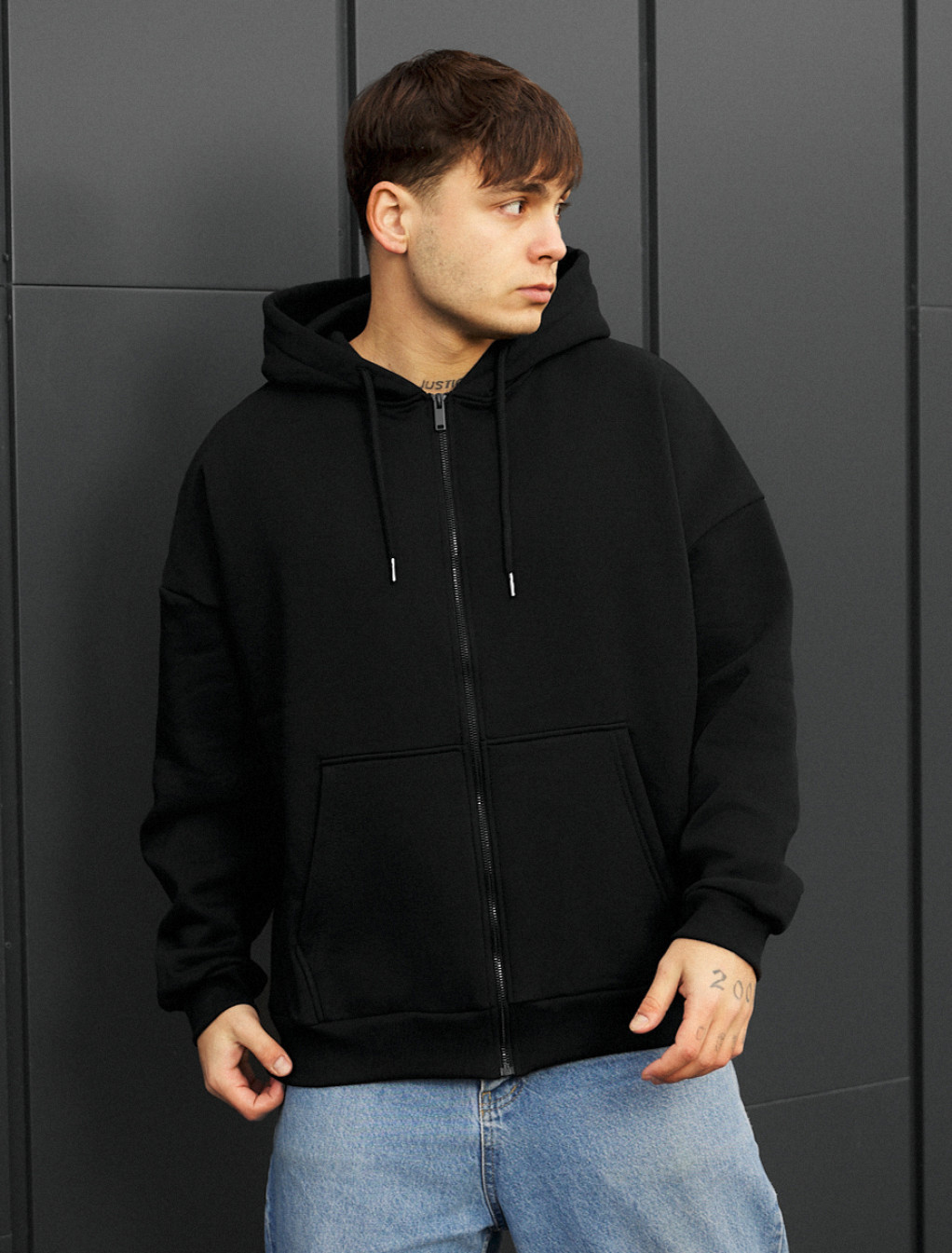 Bluza Staff black zip fleece oversize