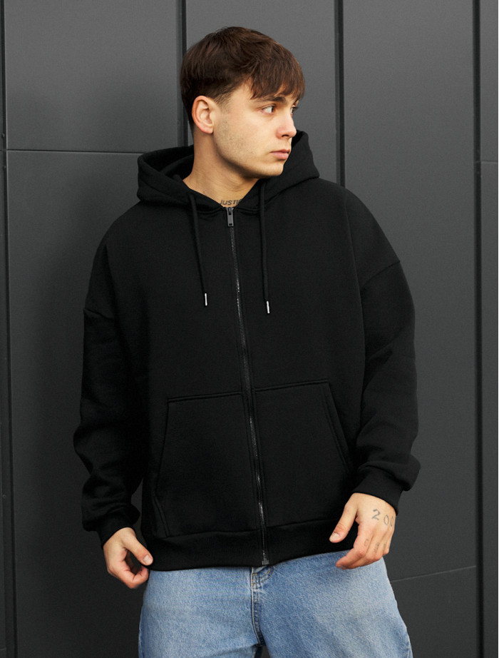Bluza Staff black zip fleece oversize