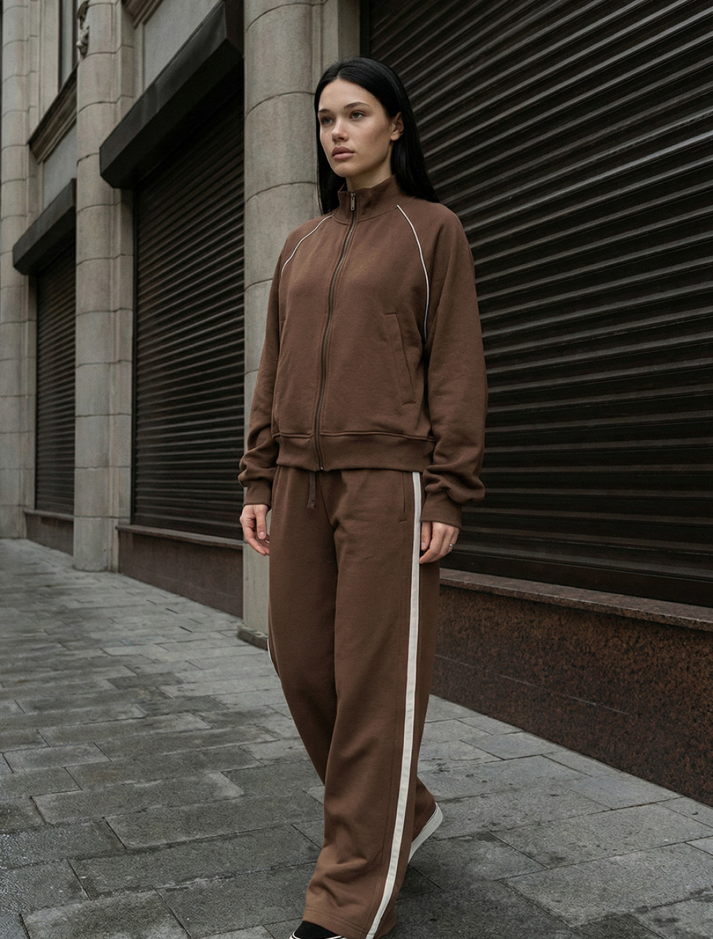 Dres Staff fid brown zip reflective oversize