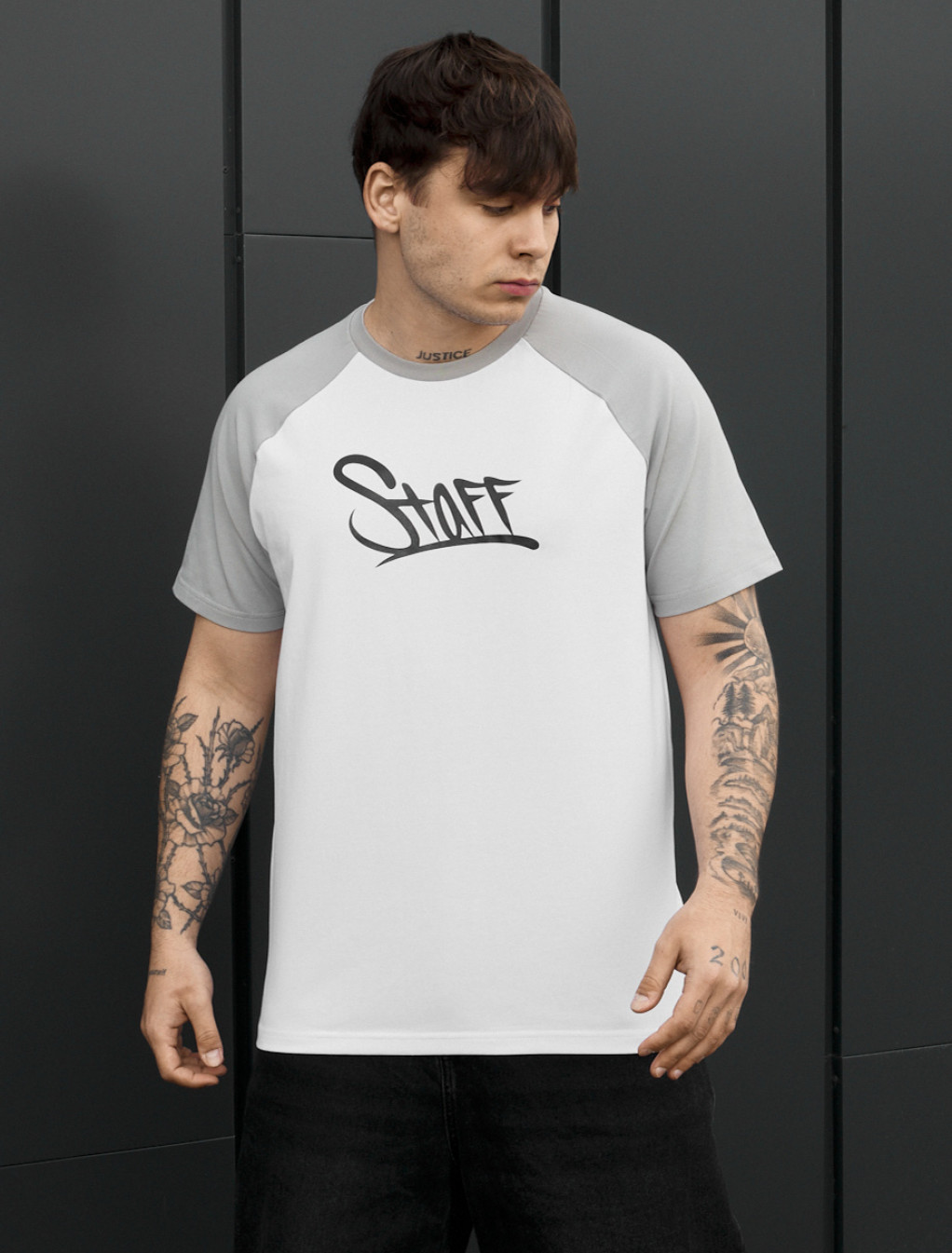 Koszulka Staff logo white & light gray