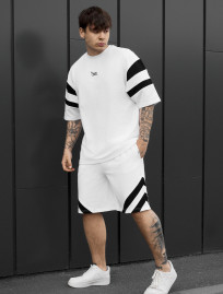 Komplet koszulka + spodenki Staff ran logo white & black oversize