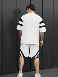 Komplet koszulka + spodenki Staff ran logo white & black oversize