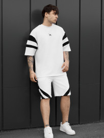 Komplet koszulka + spodenki Staff ran logo white & black oversize
