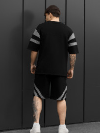 KOmplet koszulka + spodenki Staff ran logo black & gray oversize