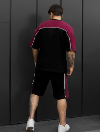 Komplet koszulka + spodenki Staff sl bordo & black oversize