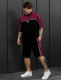 Komplet koszulka + spodenki Staff sl bordo & black oversize