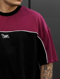 Komplet koszulka + spodenki Staff sl bordo & black oversize