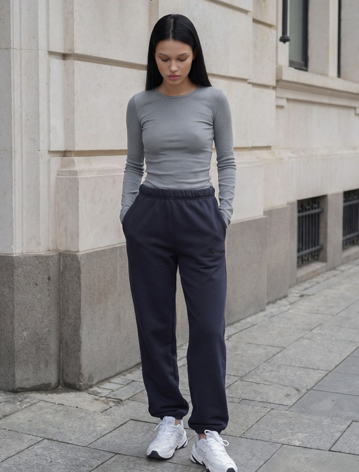 Spodnie dresowe Staff ki dark gray logo fleece