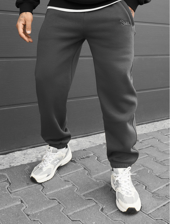 Spodnie dresowe Staff pul gray logo fleece