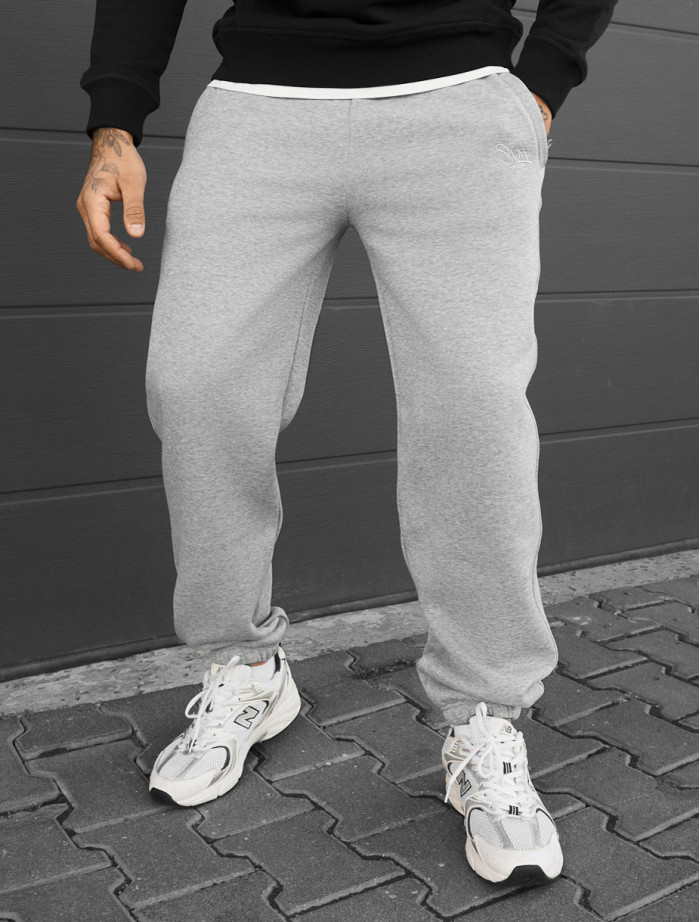 Spodnie dresowe Staff pul gray melange logo fleece