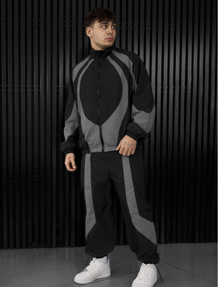 Dres Staff dia zip black & dark gray oversize