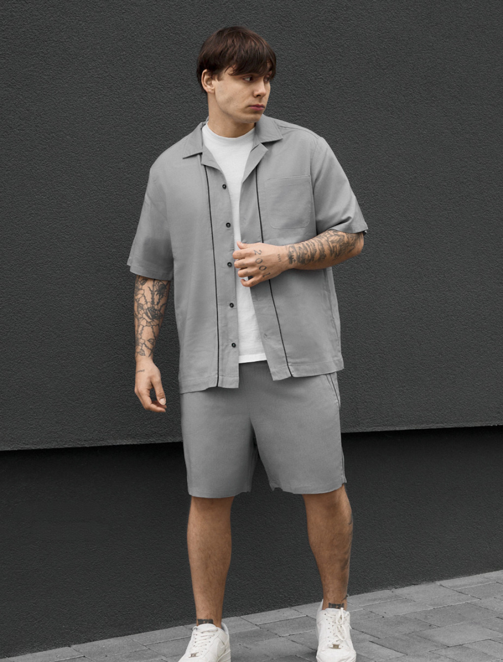 Komplet koszula + spodenki Staff yah light gray