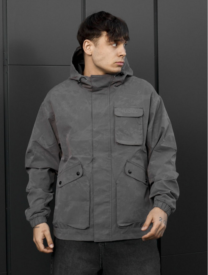 Wiatrówka Staff x Husll camo gray logo reflective