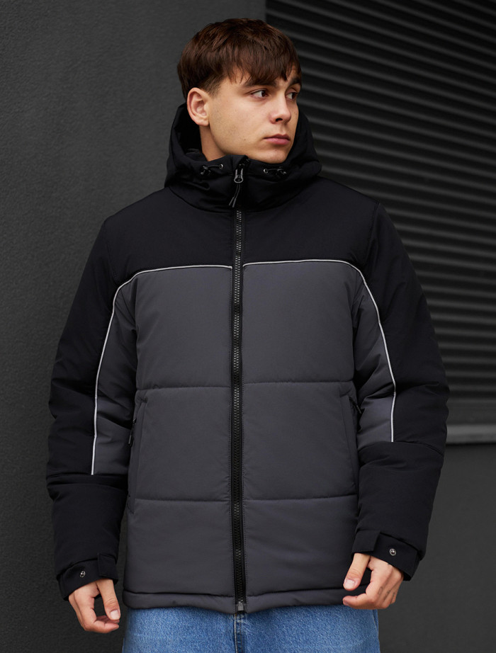 Zimowa kurtka Staff im black & gray reflective