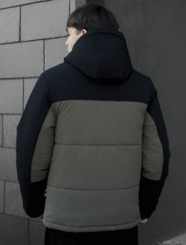 Zimowa kurtka Staff im black & dark khaki reflective