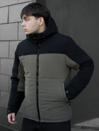 Zimowa kurtka Staff im black & dark khaki reflective